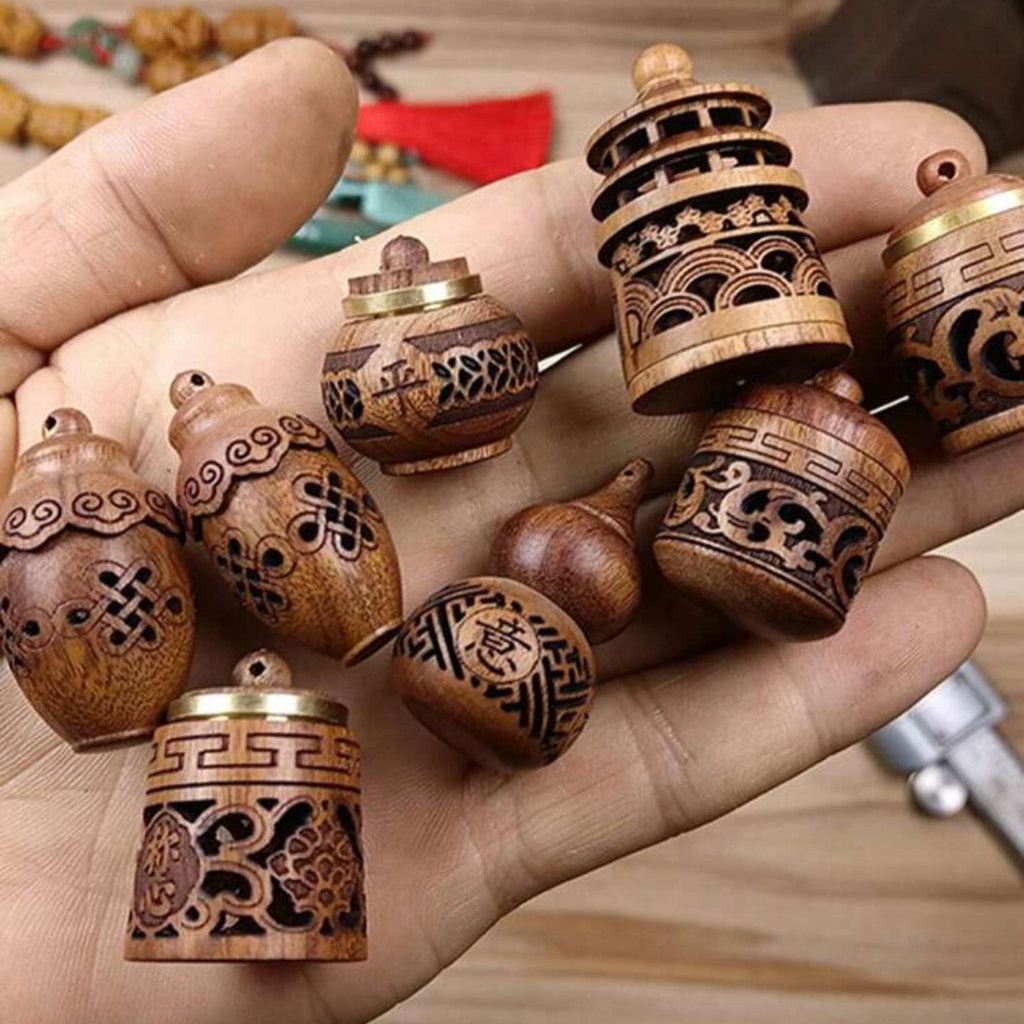 Carved Gourd and Vase Pendants Wooden CharmcharmSTLESS