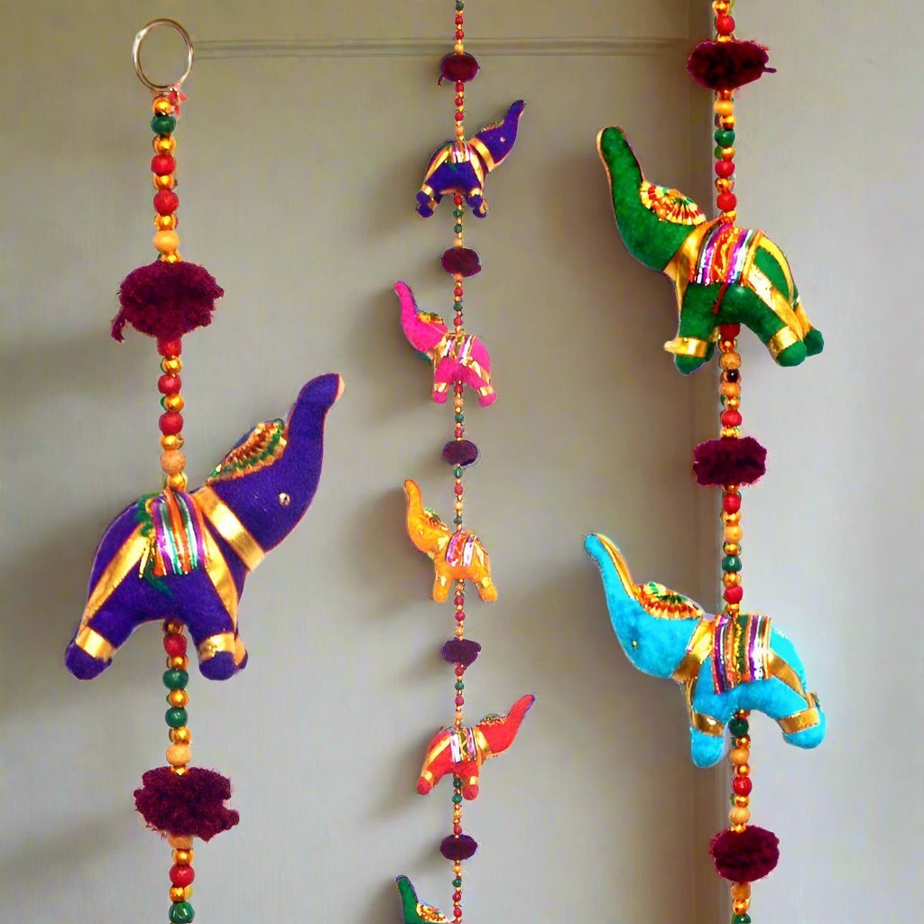 Handicrafts Indian Fabric Hanging Elephants String decorationHome DecorSTLESS