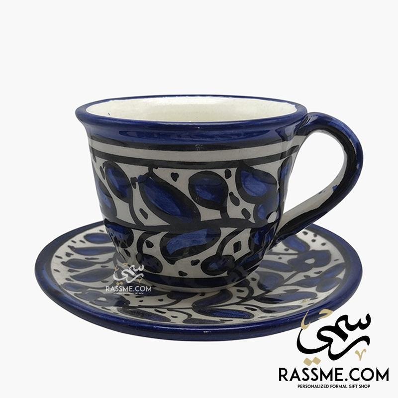 Handmade Palestinian Ceramic Floral Tea Cup PotteryTeaSTLESS