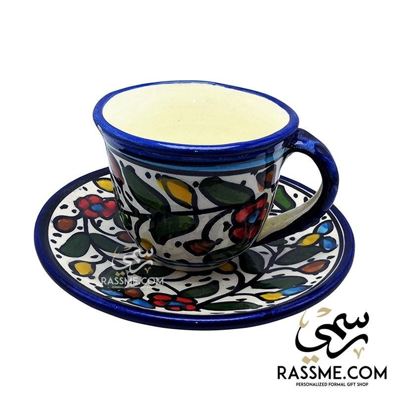 Handmade Palestinian Ceramic Floral Tea Cup PotteryTeaSTLESS