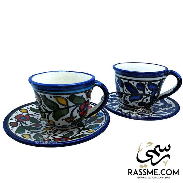 Handmade Palestinian Ceramic Floral Tea Cup PotteryTeaSTLESS