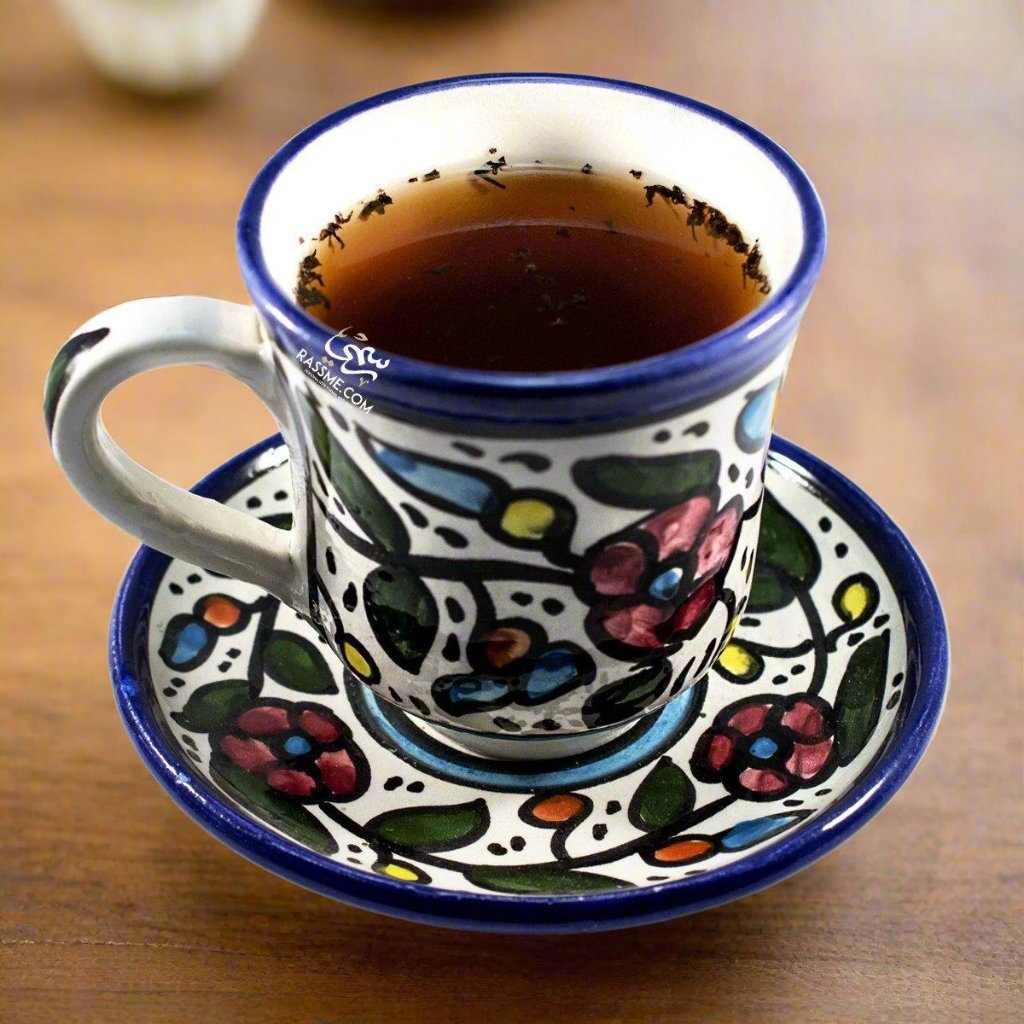 Handmade Palestinian Ceramic Floral Tea Cup PotteryTeaSTLESS