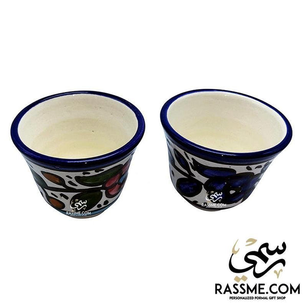 Handmade Palestinian Floral Arabian Coffee Cup PotteryCeramicSTLESS