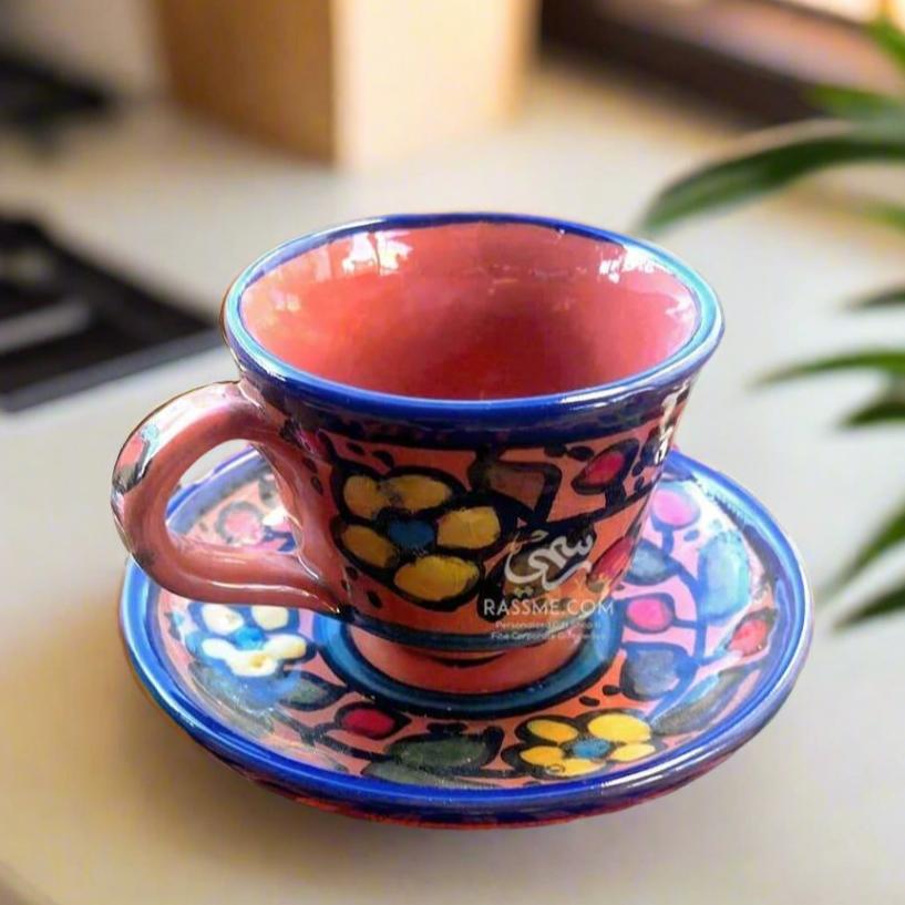 High Quality Hebron Ceramic Holy Land Floral Color Tea CupTeaSTLESS