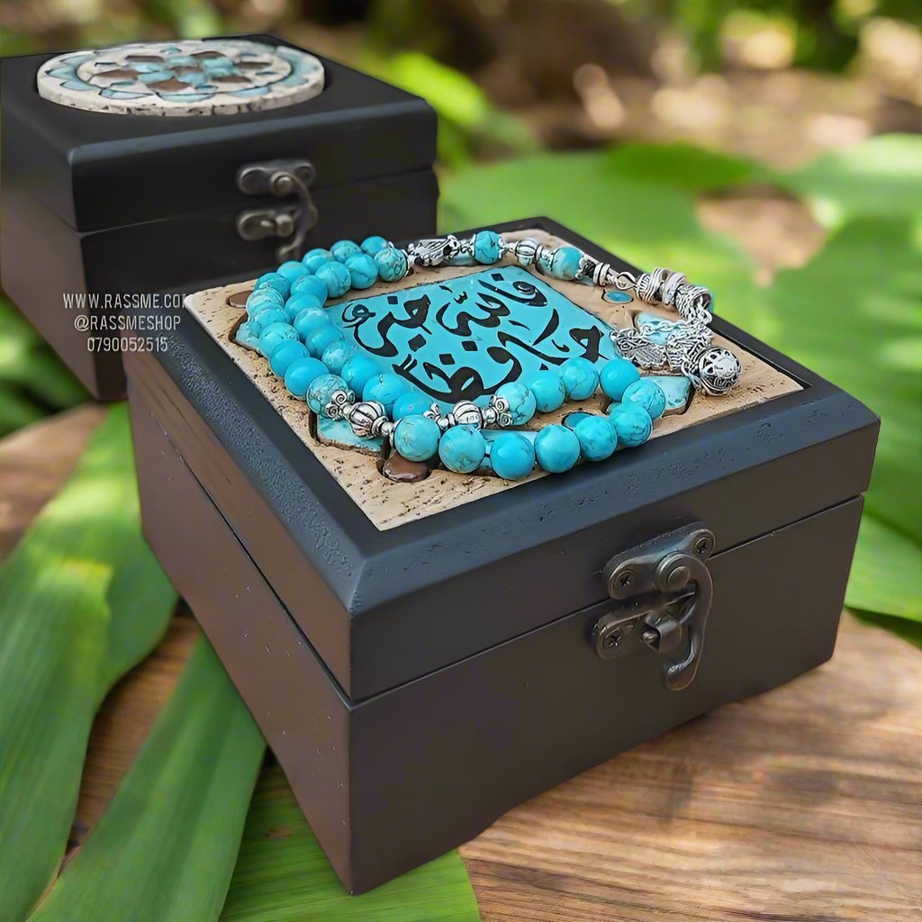 High Quality Turquoise Prayer Beads With BoxPrayer BeadsSTLESS