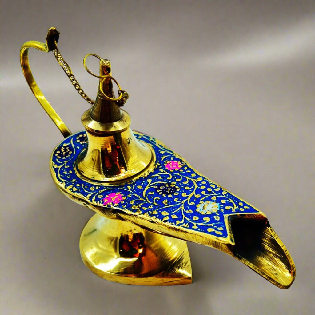 Incense Holder Aladdin Lamp Brass & Enamel ColorsIncense BurnerSTLESS