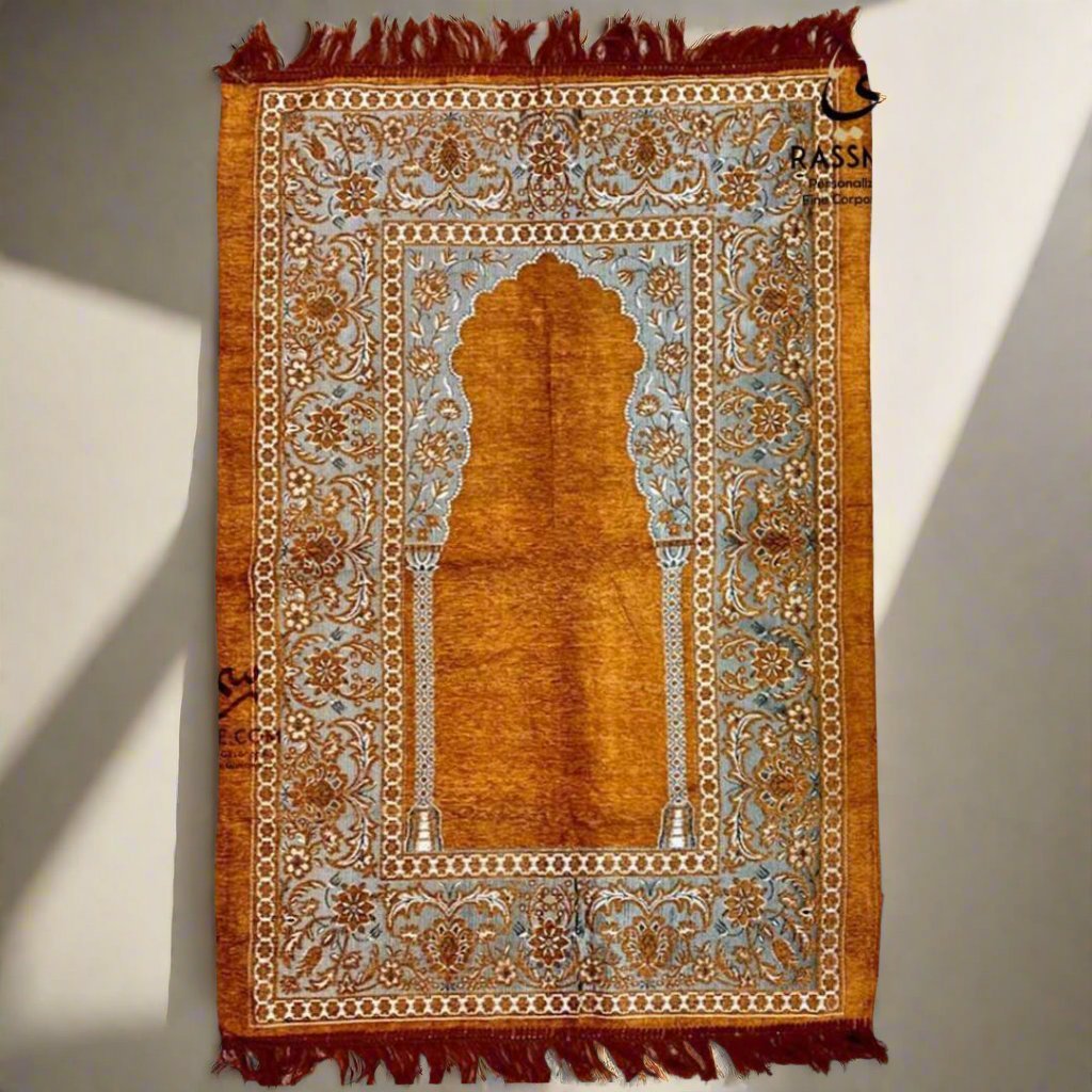 Light Brown Velvet Prayer Rug Muslim Prayer MatmatSTLESS