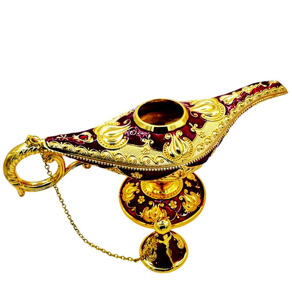 Mini Incense Holder Aladdin Lamp Brass & Red Enamel ColorsIncense BurnerSTLESS