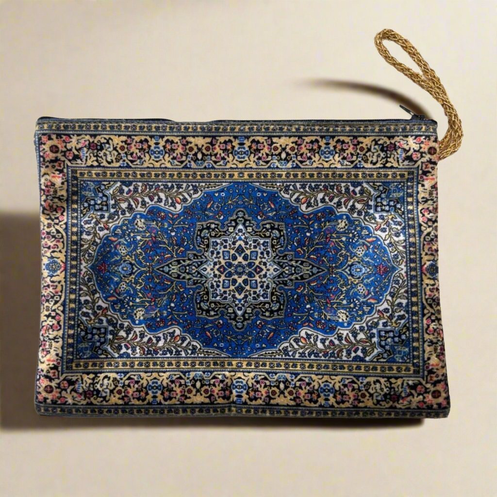 Navy Slim Zipper Purse, Bohemian style Moroccan BagbagSTLESS