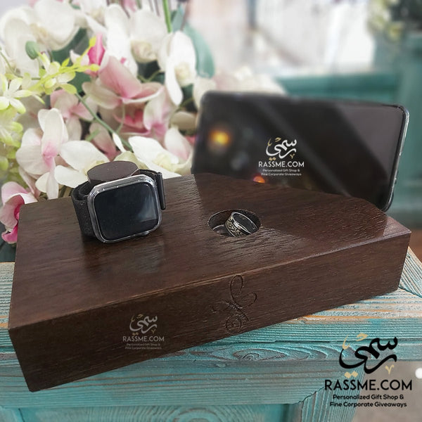 Personalized Solid Beech Wood Mobile and Watch Holder Desktop OrganizerFunSTLESS