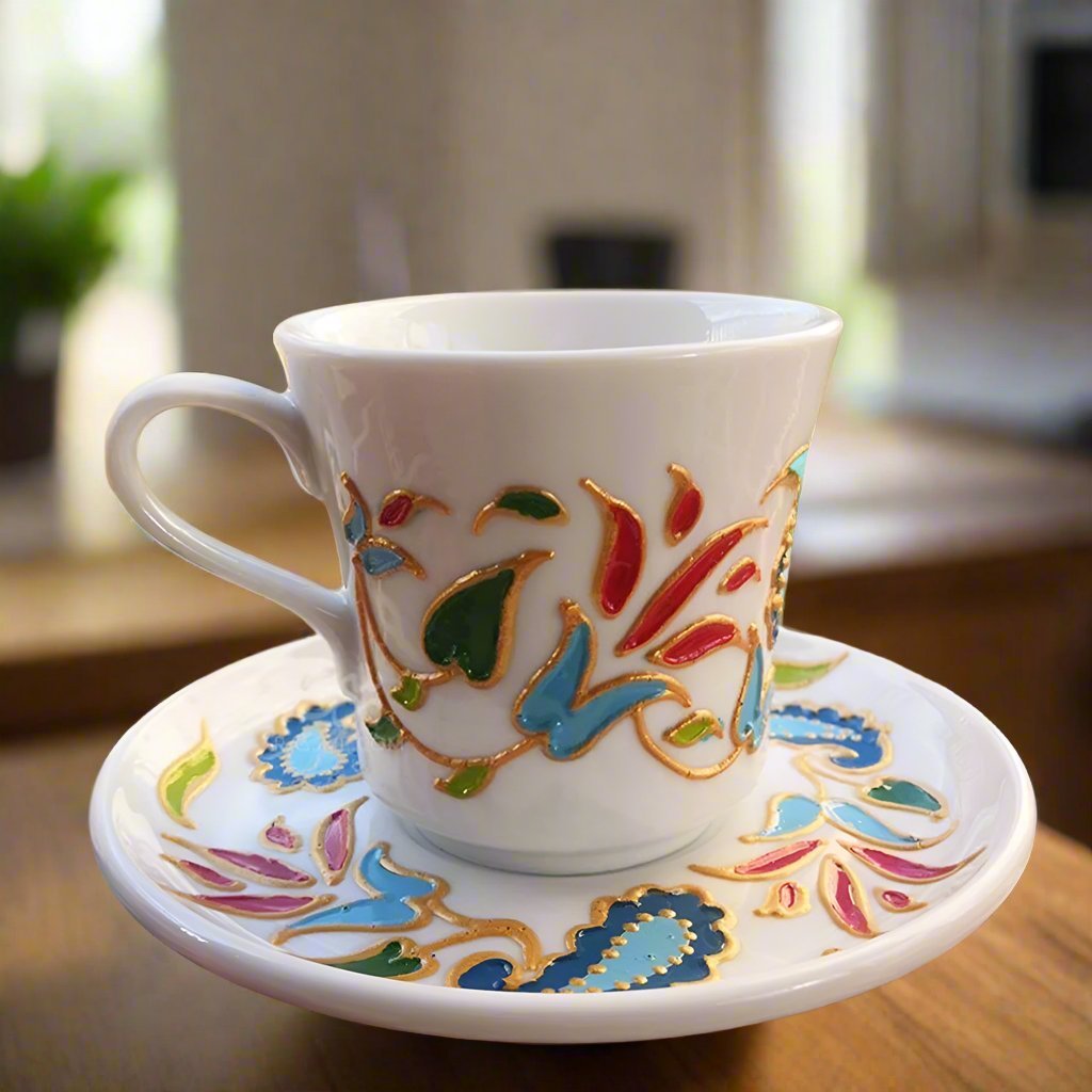 Porcelain Floral White Coffee / Tea cupcoffeeSTLESS