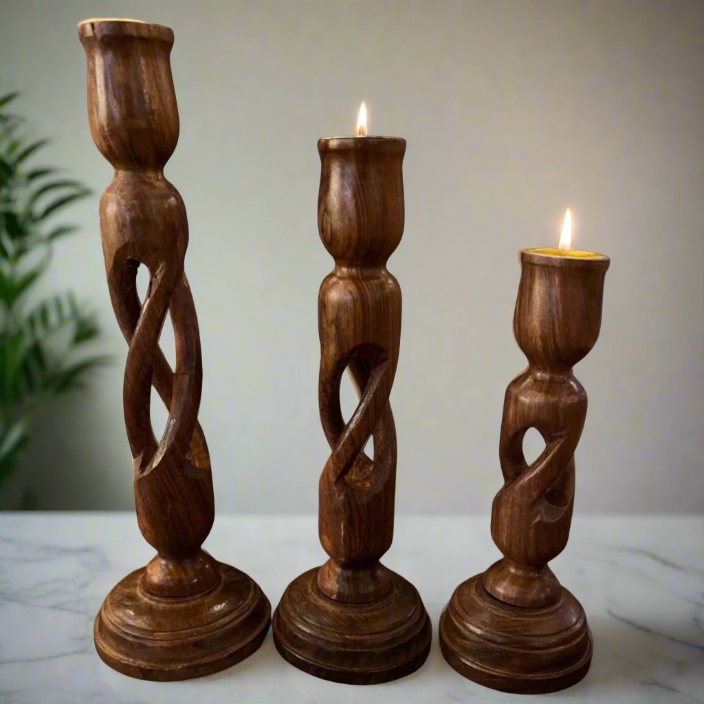 Set of Three Candle Holder Wooden Standcandle holdersSTLESS