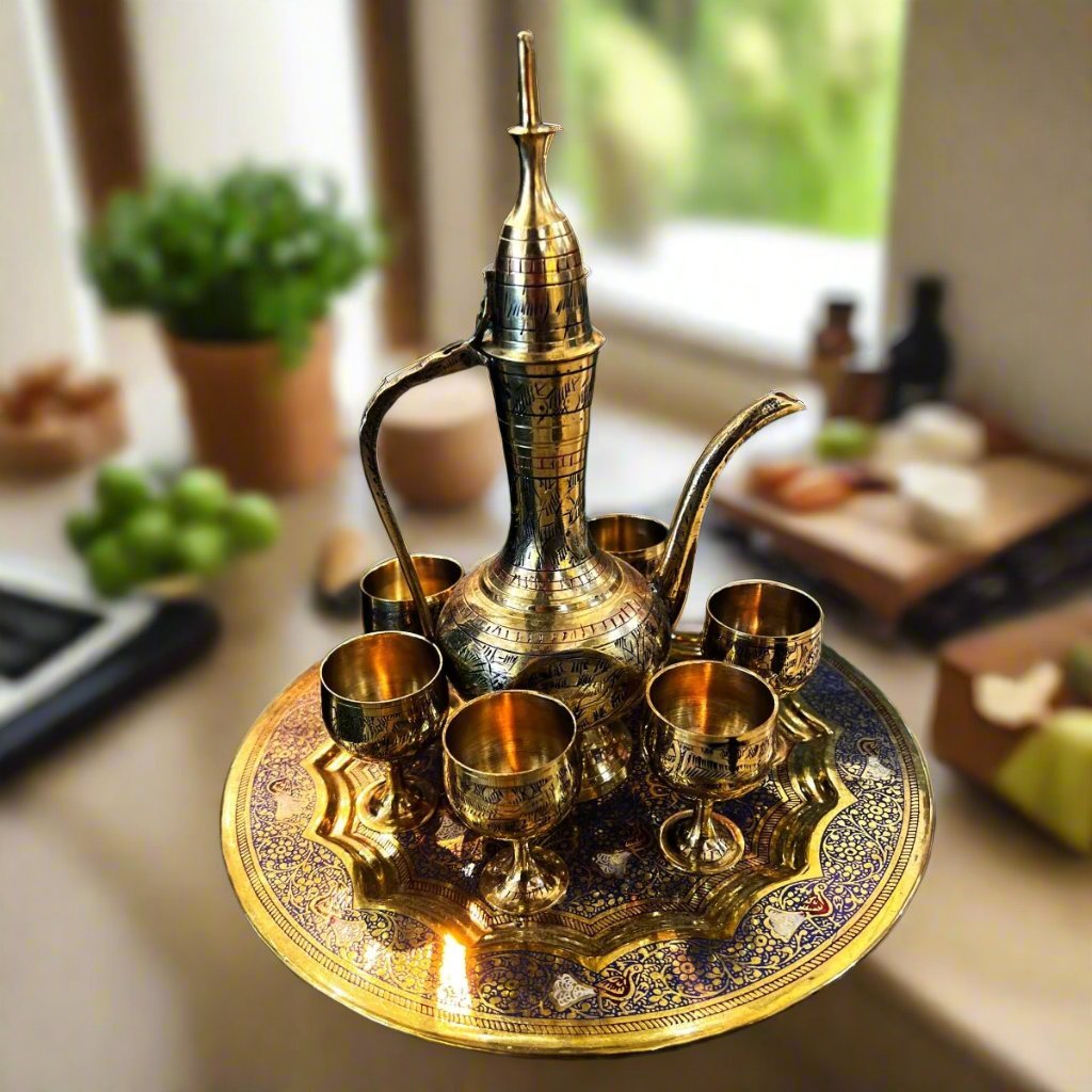 Solid Brass Arabian Coffee Set Pot Dalleh دلة قهوةcoffeeSTLESS