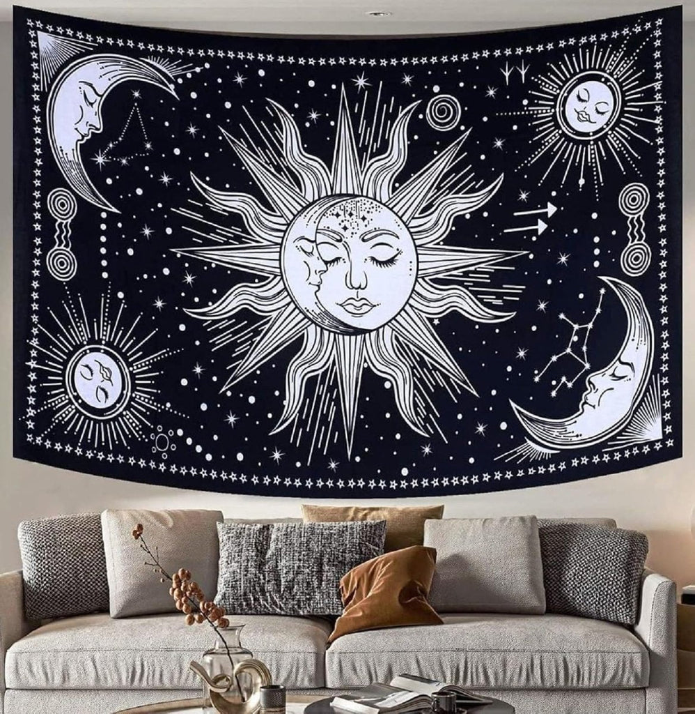 Sun And Moon Tapestry Psychedelic Background Wall HangingFunSTLESS