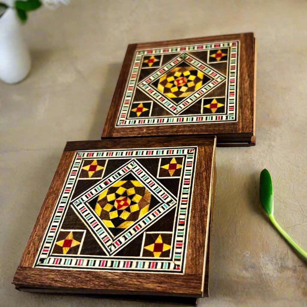 6 Coasters Set Wooden MosaicscoastersSTLESS