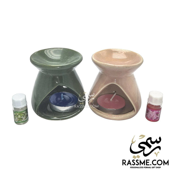 Ceramic Oil Warmer Tealight Warmer With Oil & Candleoffice accessoriesSTLESS