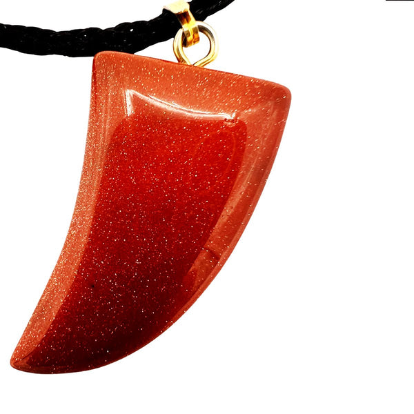 Gemstone Golden Stone Wolf Fang NecklaceNecklacesSTLESS