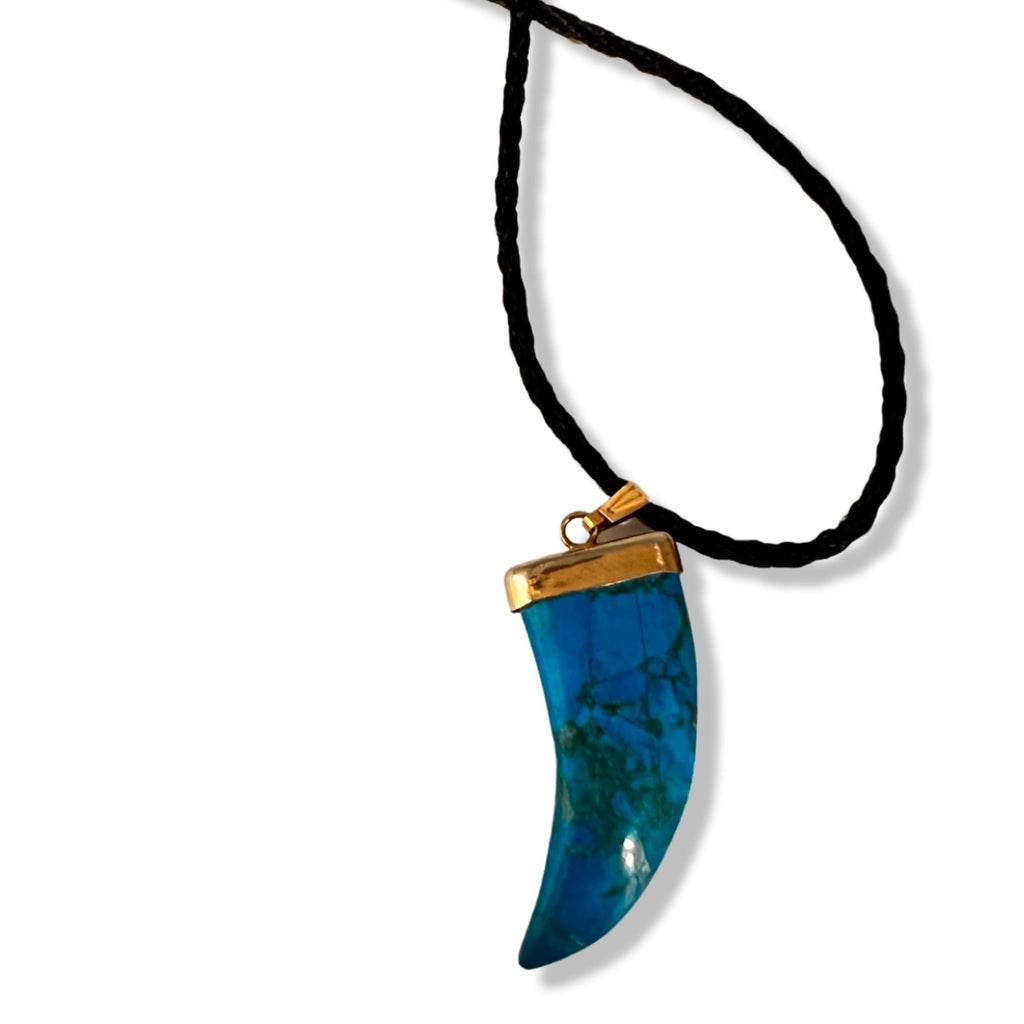 Gemstone Turquois Wolf Fang NecklaceNecklacesSTLESS