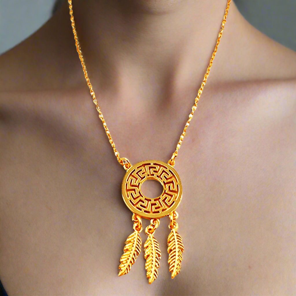 Golden Dream Catcher NecklaceNecklacesSTLESS