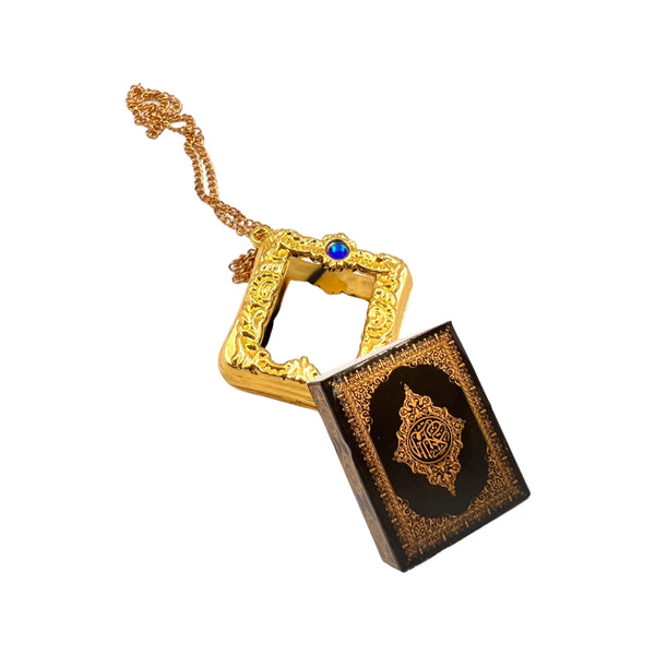 Golden Mini Quran Car Mirror HangingPrayer BeadsSTLESS