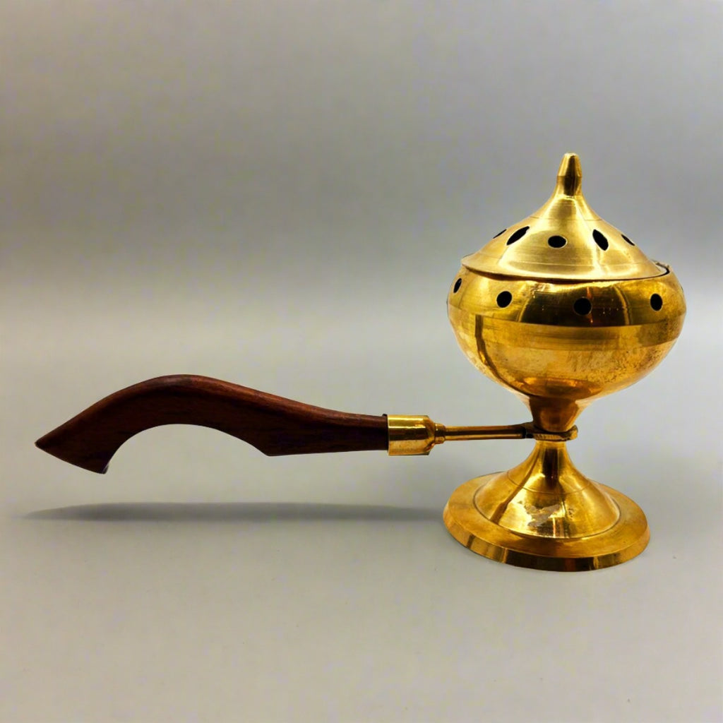 Incense Burner Solid Brass With Wooden HandleIncense BurnerSTLESS