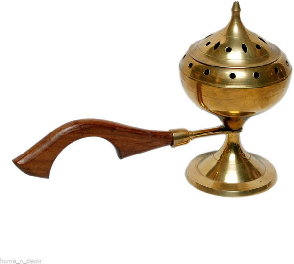 Incense Burner Solid Brass With Wooden HandleIncense BurnerSTLESS