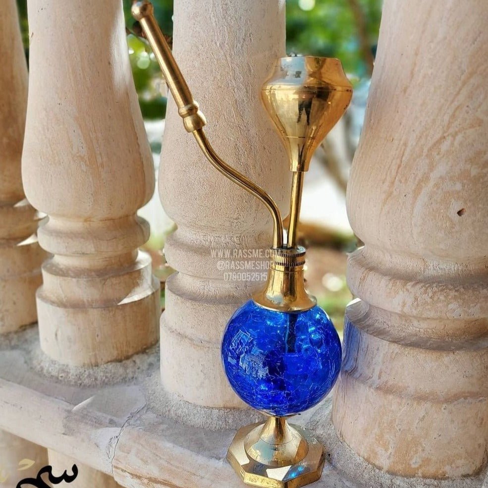 Incense Holder Shisha Blue Glass Model BrassIncense BurnerSTLESS