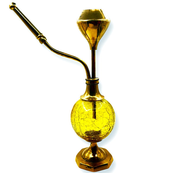 Incense Holder Shisha Yellow Glass Model BrassIncense BurnerSTLESS