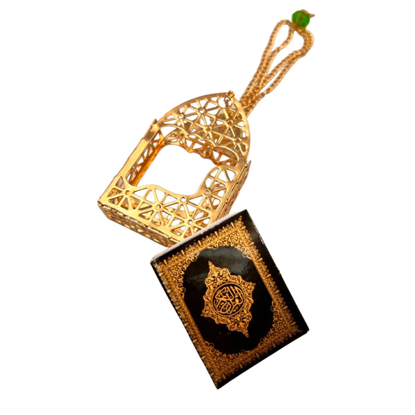 Mini Quran Car Mirror Hanging GoldPrayer BeadsSTLESS