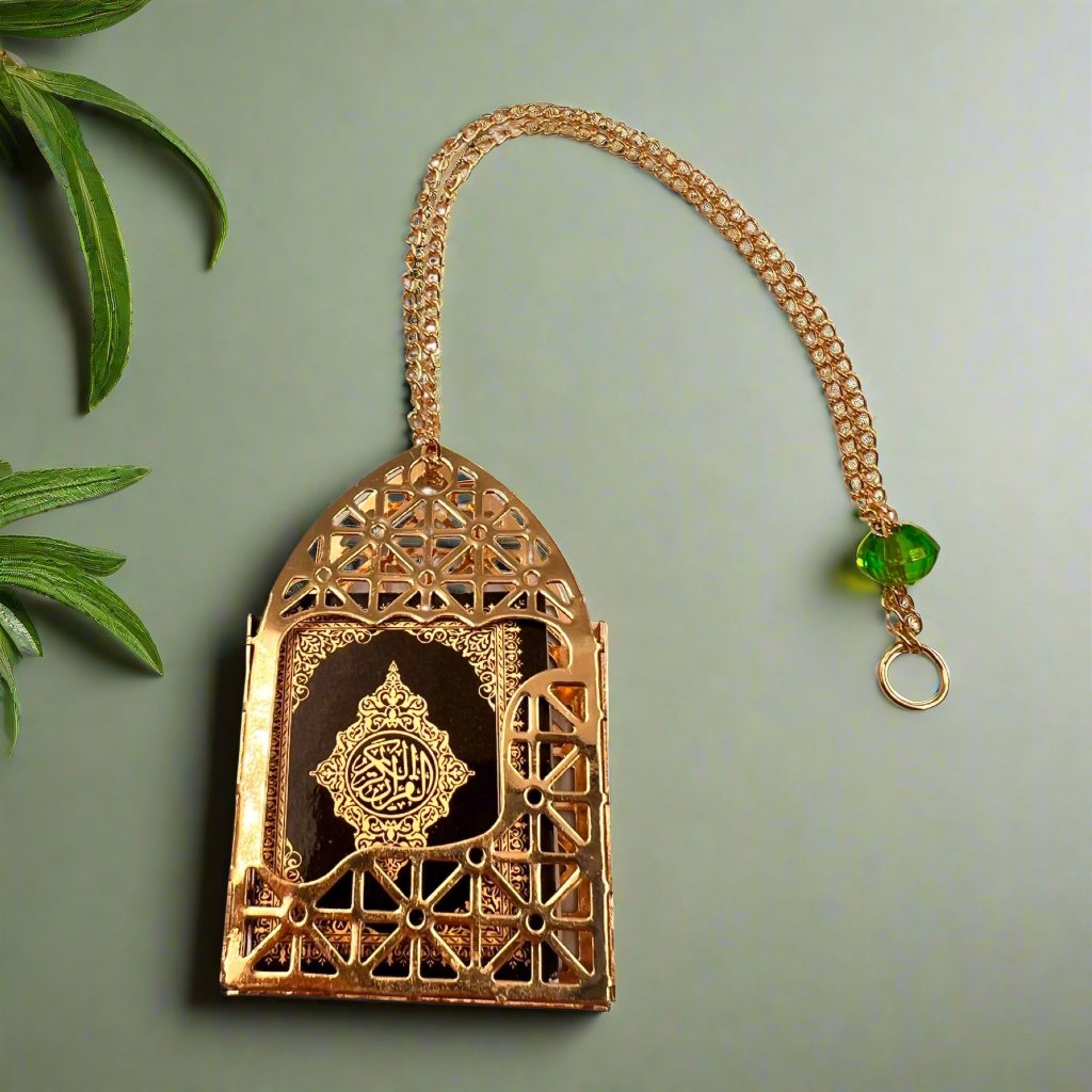 Mini Quran Car Mirror Hanging GoldPrayer BeadsSTLESS