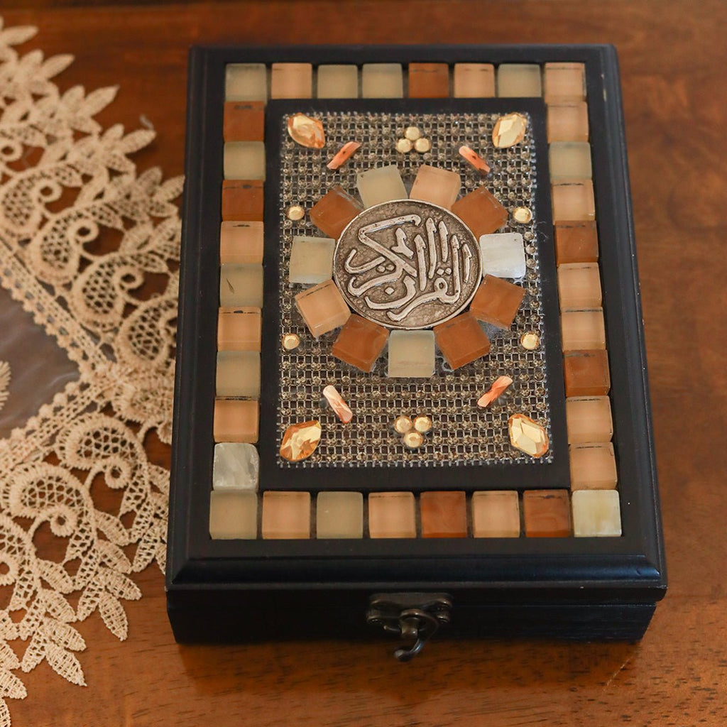 Premium Wooden Mosaics Arabesque Box QuranPrayer BeadsSTLESS