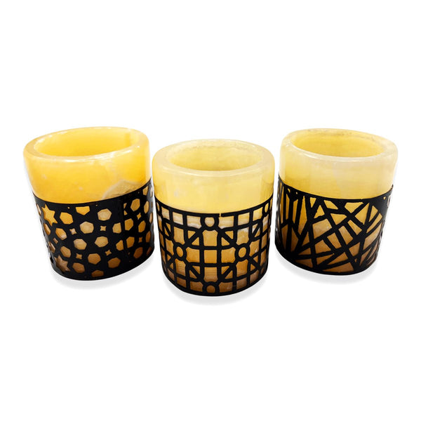 Three Candle Holders Marble Arabian Pattern Basecandle holdersSTLESS